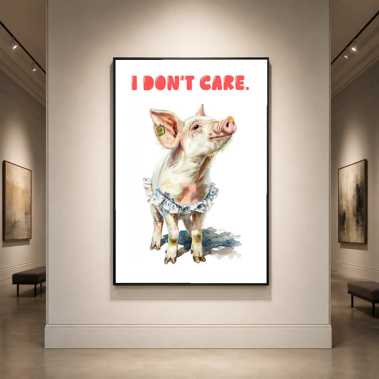 I Don't Care Pig with Ruffle Collar