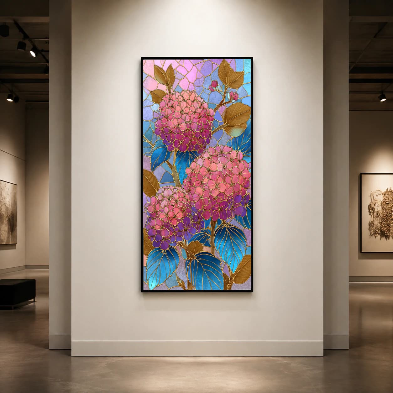 Stained Glass Floral Hydrangea Art Print