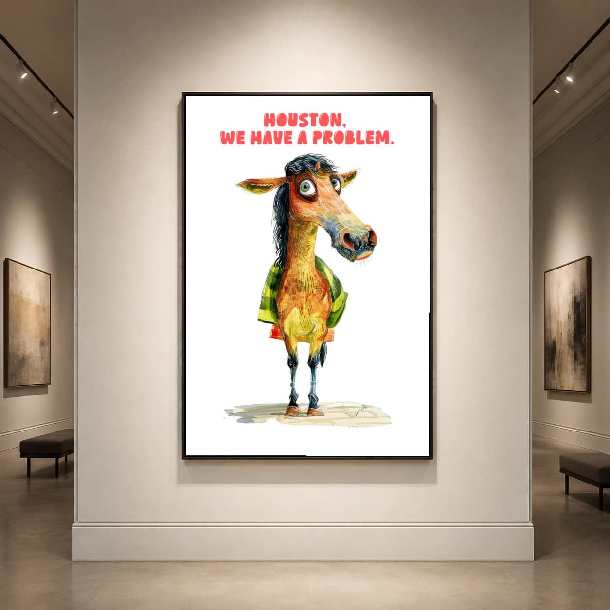 Houston We Have a Problem Funny Horse Cartoon