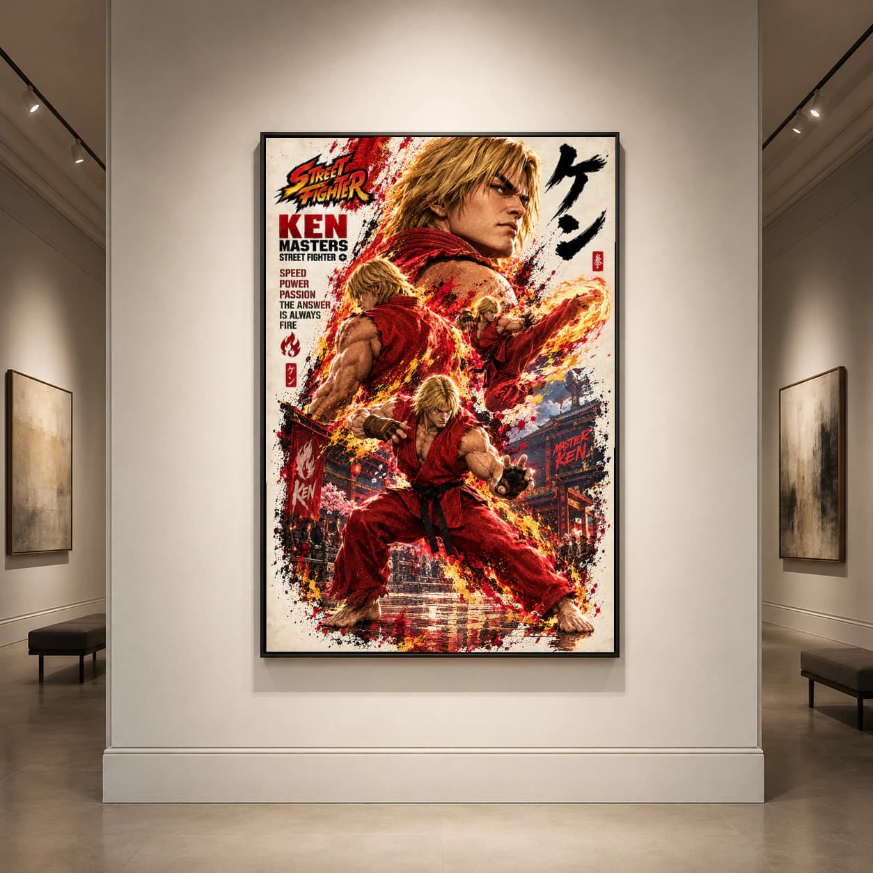 Street Fighter Ken Masters Fire Action Poster