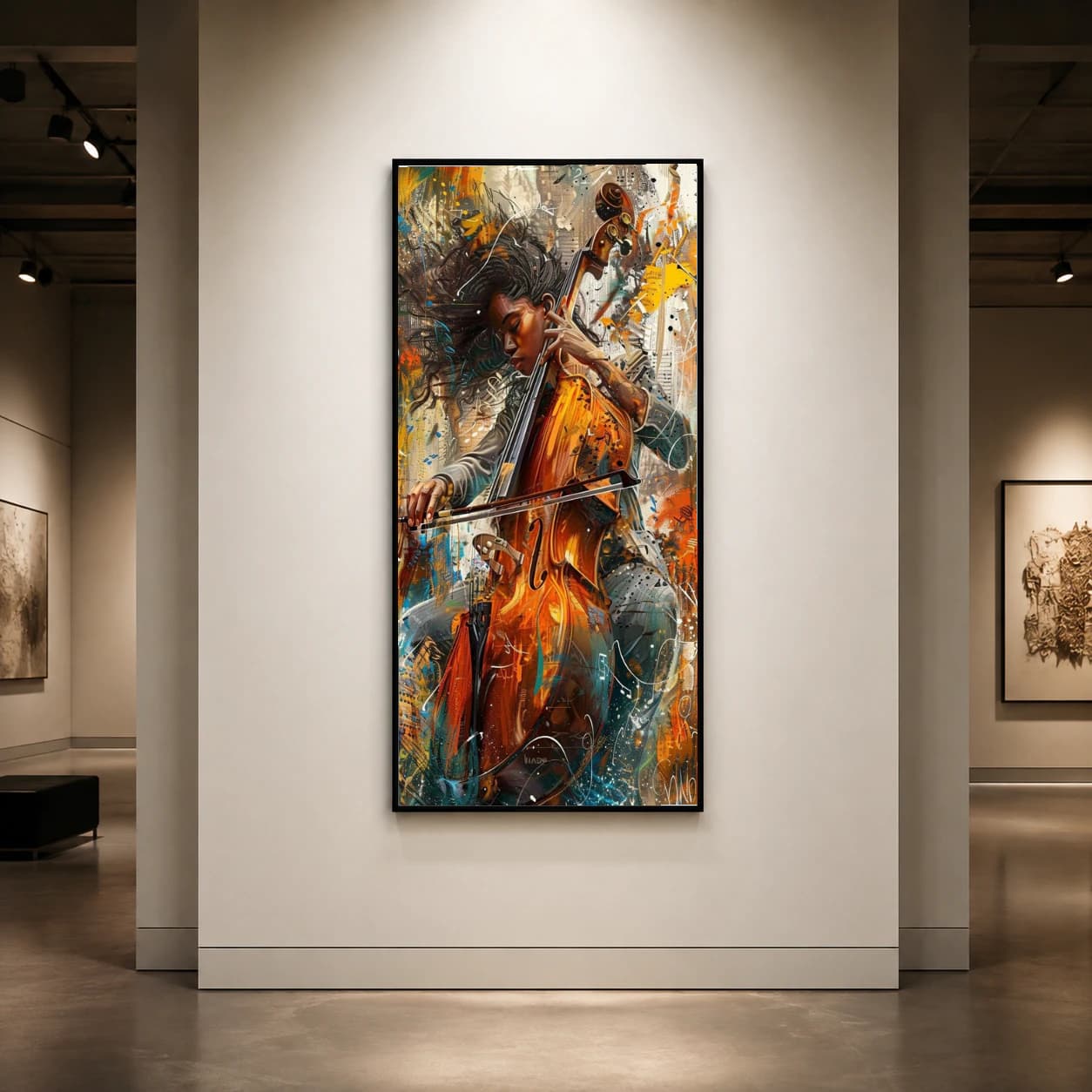 Abstrakter Cello-Auftritt Kunstdruck